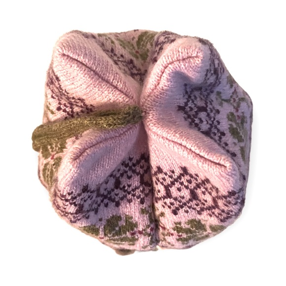 Renaud England Fair Isle Knit Beanie Hat Tassels Lambswool Angora Pink Brown - Picture 9 of 9